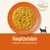 Glavna sestavina: piščančje prsi, buča, piščančja juha, riž. Besedilo v nemščini: MIT NATÜRLICHEN ZUTATEN HERGESTELLT. Krožnik hrane za mačke na oranžnem krožniku.