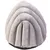 Graues, gepolstertes Haustierbett in muschelartiger Form mit weicher Oberfläche und schwarzem Boden.