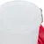 Transparent plastic container with red handle and metal clasp, suitable for storing pet food or other materials.