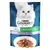 Purina Gourmet Perle, fijne reepjes in saus met kalf en groenten. Verpakking toont productafbeelding met stukjes vlees in saus.