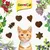 GimCat. Diverse kattenlekkernijen in de vorm van een hart, ster en boom, omringd door kruiden en bessen, met een kat op de voorgrond. GimCat. Diverse kattenlekkernijen in de vorm van een hart, ster en boom, omringd door kruiden en bessen, met een kat op de voorgrond.