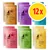 Confezione mista di 12 buste da 85 g ciascuna di cibo per gatti catz finefood, vari gusti visibili: N°3, N°5, N°7, N°9, N°11. Testo grande: 12x.