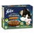 Boîte Purina Felix Naturally Delicious, 10x sachets. Saveurs : bœuf avec carottes, poulet avec haricots verts. Texte allemand visible : Ohne Farbstoffe, Natürlichen Zutaten.