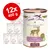 Lot de 12 boîtes Terra Canis Light 400 g, étiquette visible : cerf, mention <4 % matières grasses, 100 % naturel, saveur gibier avec concombre, pêche et pissenlit. Texte en allemand/anglais.