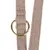 Close-up of a beige-white patterned fabric band with a gold-coloured metal ring.