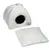 White, fluffy pet cave with round entrance and removable cushion. Embroidered crown visible on the front.