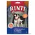Ambalaj Rinti Extra Chicko Chew Ente, 50g, 2 bucăți. Text vizibil: 'Extra hart – für lange Kaudauer', 'Wenig Fett', 'Rinderhaut mit Entenstreifen'. Imagine câine pe ambalaj.