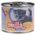 Blik Smilla Kitten natvoer, met afbeelding van een grijze kitten. Tekst: smilla Kitten, mit Huhn, mit Taurin. Productnaam en ingrediënten in het Duits zichtbaar.