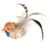 Plüschspielzeug in Vogelform mit braunem Kopf, orangefarbenem Schnabel, blauem Brustbereich und langen Federn am Schwanz.