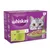 Whiskas Mixed Menu in jelly, 12 pack with beef, chicken, salmon and tuna. For age 1+. Label states 100% high quality ingredients and meets daily needs.