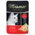 Miamor Feine Filets cat food pouch, mit Huhn & Tomate, In Sauce. Image shows a white cat and chicken with tomato pieces in sauce. Text in German.