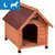 Wooden pet house with pitched roof, open entrance and bone-shaped decoration above the door. Blue label in corner shows large size with silhouette of animal and letter L. Wooden pet house with pitched roof, open entrance and bone-shaped decoration above the door. Blue label in corner shows large size with silhouette of animal and letter L.
