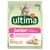Ultima junior 1–12 meses kissanpentujen kuivaruoka, 1,5 kg. Con Pollo. Teksti espanjaksi: Contribuye al crecimiento saludable de tu gatito. Kuvassa kana ja viljaa.