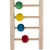 Structure en bois avec quatre boules colorées (vert, jaune, bleu, rouge) sur des tiges horizontales. Matériau visible : bois.