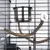 Metal cage with stainless steel bowl and attached natural fibre rope, suitable for small animals.