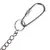 Metal chain with carabiner hook and round ring, suitable for attachments or accessories.