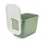 Green plastic box with white perforated lid, open. Suitable for storage or transport.