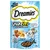 Dreamies ShakeUps мультивитамины, вкус Seafood Festival, всего 2 ккал на штуку, 55 г. На упаковке изображены мультяшная кошка и лакомства.