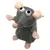 Jouet en peluche en forme de souris grise avec oreilles, pattes et museau beiges, yeux ronds noirs et blancs. Matière textile visible.
