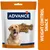 Emballage de friandises pour chien Advance, biscuits en forme d’os avec texte « ADVANCE », mention visible : Weight Control Snack. Marque Affinity.