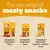 Pedigree Ranchos Slices 60 g, Ranchos Wrap 40 g en Ranchos Lastin' Layers chews met kip 40 g. Tekst: Try our range of meaty snacks. 100% natural beef zichtbaar op verpakkingen.
