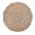 Round braided rug made from natural materials in light beige with circular pattern.
