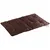 Coussin rectangulaire matelassé marron, surface lisse avec surpiqûres visibles, étiquette de marque cousue dans un coin.