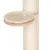 Cat tree wrapped with sisal and a round wooden platform with soft beige padding.