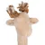 Plüschspielzeug in Form eines Tieres mit geflochtenen Seilen als Hörner, beige Fellstruktur.