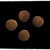 Four round brown kibble pieces shown against a black background to display the size and shape of the food.