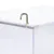 Transparent container made of plexiglass with metal hook at the top edge, suitable for closure or attachment.