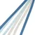 Varios cintas de tela en diferentes tonos de azul y blanco, aptas para manualidades o decoración.