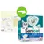 Sanicat Active White 6L in Sanicat Zen 6L mačji posip, prikaz prehoda na novo embalažo. Vidna blagovna znamka, prostornina in ilustracija mačke.