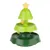 Green toy in the shape of a Christmas tree with a yellow star tip and movable balls, suitable for interactive play.