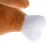 Plush toy shaped like a brown chicken drumstick with a white bone end, suitable for pets.