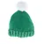 Grüne gestrickte Mütze mit weissem Bommel, geeignet für Haustieraccessoires oder Dekoration.