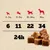 Feeding guide showing recommended daily treat pieces by pet weight: 2-3kg: 6, 5-9kg: 11, 10-24kg: 22, 25kg+: 34. Dosage for 24 hours. Cubed treats shown.