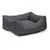 Grey pet bed with padded sides and rectangular shape, suitable for comfort and relaxation.
