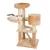 Cat tree with multiple levels, sisal posts, a hammock and a resting area. White cat lying relaxed in the hammock.
