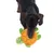 Hund leker med en orange-grön plyschleksak i form av en sköldpadda.