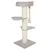 Krabpaal met drie niveaus, sisalstam en hangend touwspeelgoed in beige.