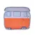 Faltbares Spielzelt in Form eines orange-weissen VW-Busses mit Fenstern und Türen, geeignet für Kinder oder Haustiere.