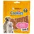 Hansepet Cookies Delikatessen für Hunde, Hühnchen-Reis-Stickies, 200 g. Gâteries poulet-riz pour chiens, sachet transparent montrant les sticks à l’intérieur.