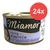 Miamor Feine Pastete mit Geflügelherzen, 24x Dose, lila Verpackung mit weißer Katze abgebildet.