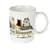 Mug blanc avec illustrations de chats et une règle graduée marquée « 1 cat », « 9 cats », « 10 cats », « 11 cats », « 12 cats » ; texte : Crazy Cat Lady Measuring Device – Patent Pending.