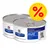 Två burkar Hill's Prescription Diet m/d Original Cat Food, Diabetes/Weight Management, med gul rabattmärkning med procenttecken. Synlig kattbild på förpackningen.