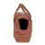 Sac de transport pour animaux en tissu bouclé marron, ouverture zippée sur le dessus, deux anses visibles, intérieur sombre non visible.