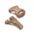 Two brown chew toys, one with 'PUPPY' text and ribbed handle, the other Y-shaped with 'Benebone' text, both plastic material on white background.