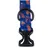 Collier pour animal en tissu bleu avec motifs Superman, boucle de fermeture en plastique noir et anneau métallique visible.