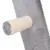 Close-up of a scratching post element: grey plush cover and sisal-wrapped pole for cat claw care.